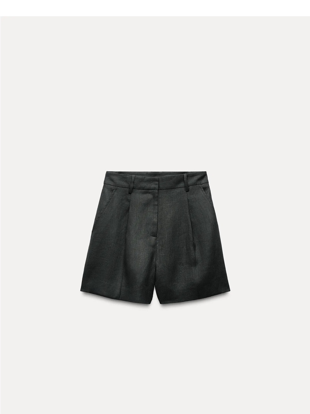 Linen High-Rise Tailored Black Women's Shorts